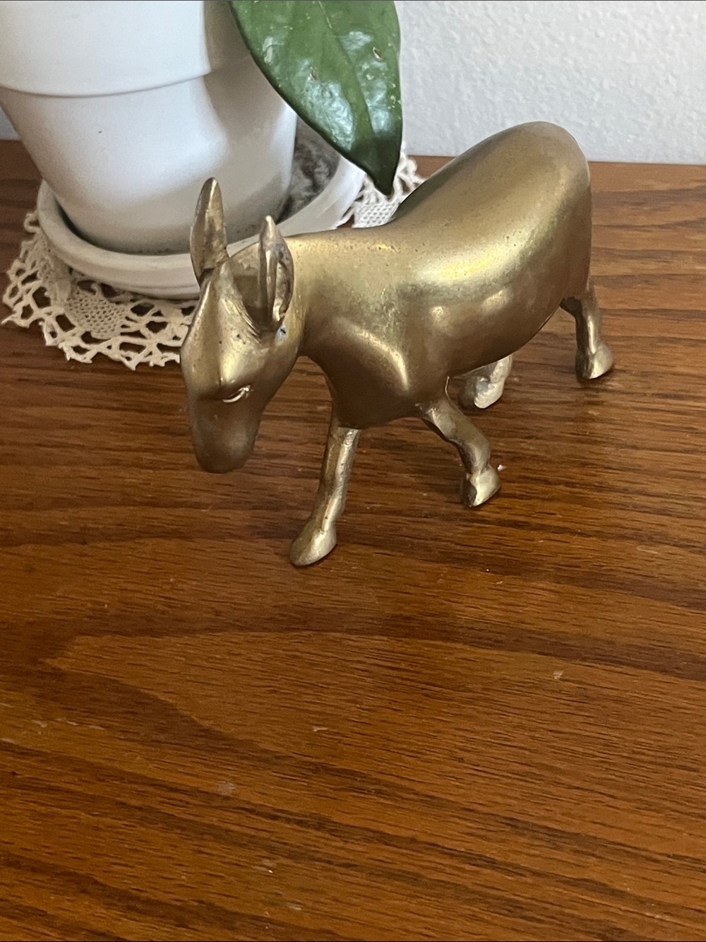Vintage Brass Donkey Figurine - Gold Decorative Accent